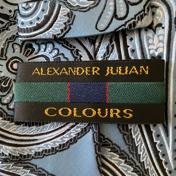 Alexander Julian Colours Men’s Blue Paisley Tie - Picture 4 of 5